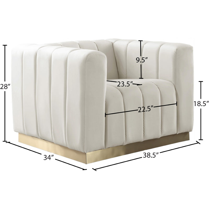 Meridian Marlon Cream Velvet Chair IMAGE 8