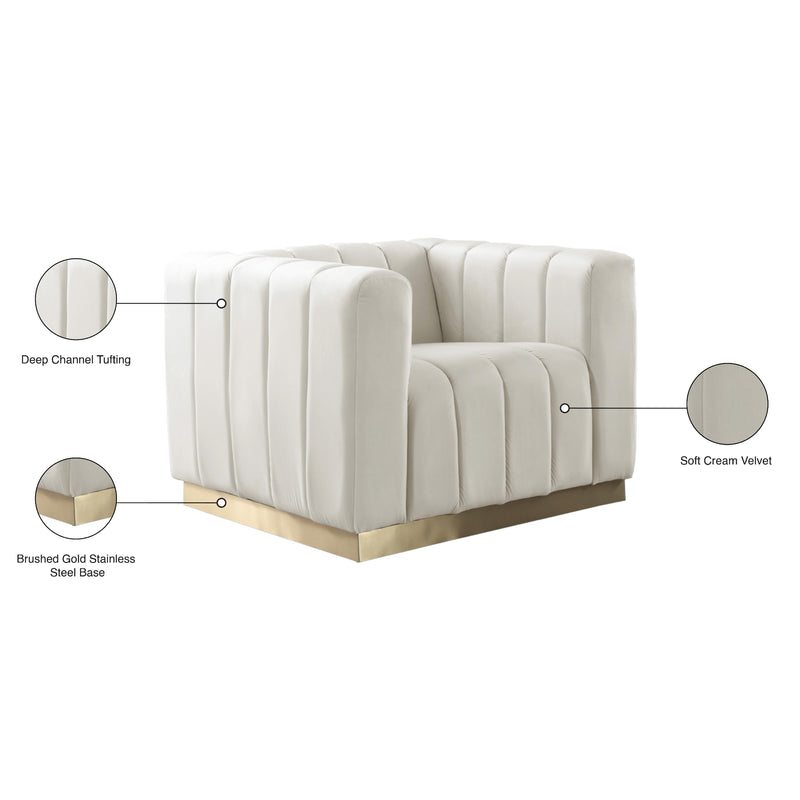 Meridian Marlon Cream Velvet Chair IMAGE 9
