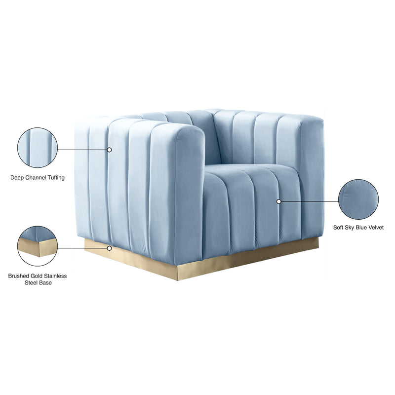 Meridian Marlon Sky Blue Velvet Chair IMAGE 9