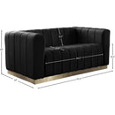 Meridian Marlon Black Velvet Loveseat IMAGE 8