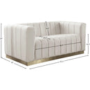 Meridian Marlon Cream Velvet Loveseat IMAGE 8