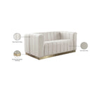 Meridian Marlon Cream Velvet Loveseat IMAGE 9