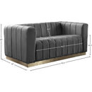 Meridian Marlon Grey Velvet Loveseat IMAGE 8