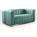 Meridian Marlon Mint Velvet Loveseat IMAGE 8