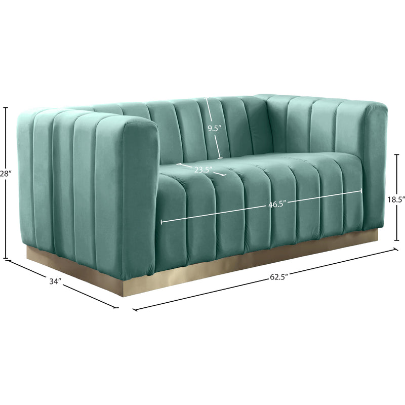 Meridian Marlon Mint Velvet Loveseat IMAGE 8