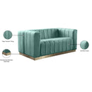 Meridian Marlon Mint Velvet Loveseat IMAGE 9