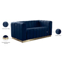 Meridian Marlon Navy Velvet Loveseat IMAGE 9