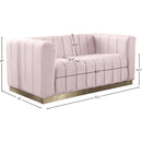 Meridian Marlon Pink Velvet Loveseat IMAGE 8