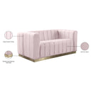 Meridian Marlon Pink Velvet Loveseat IMAGE 9