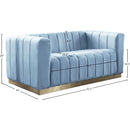 Meridian Marlon Sky Blue Velvet Loveseat IMAGE 8