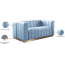 Meridian Marlon Sky Blue Velvet Loveseat IMAGE 9