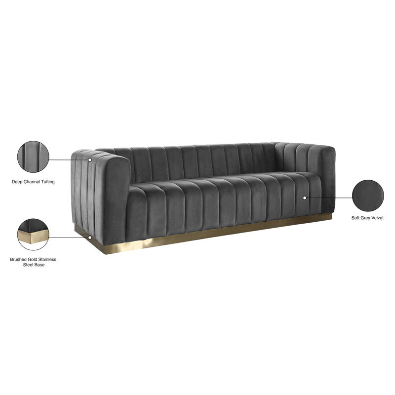 Meridian Marlon Grey Velvet Sofa IMAGE 8