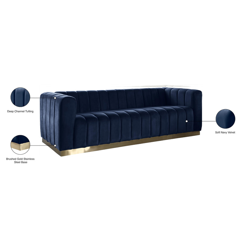 Meridian Marlon Navy Velvet Sofa IMAGE 9