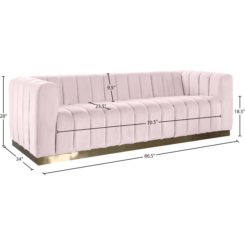 Meridian Marlon Pink Velvet Sofa IMAGE 8