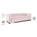 Meridian Marlon Pink Velvet Sofa IMAGE 9