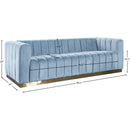 Meridian Marlon Sky Blue Velvet Sofa IMAGE 8