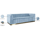 Meridian Marlon Sky Blue Velvet Sofa IMAGE 9