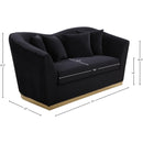 Meridian Arabella Black Velvet Loveseat IMAGE 5