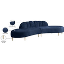 Meridian Divine Navy Velvet 2 pc Sectional IMAGE 7