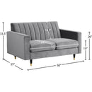 Meridian Lola Grey Velvet Loveseat IMAGE 5