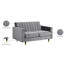 Meridian Lola Grey Velvet Loveseat IMAGE 6