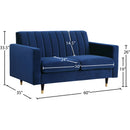 Meridian Lola Navy Velvet Loveseat IMAGE 5