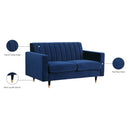 Meridian Lola Navy Velvet Loveseat IMAGE 6