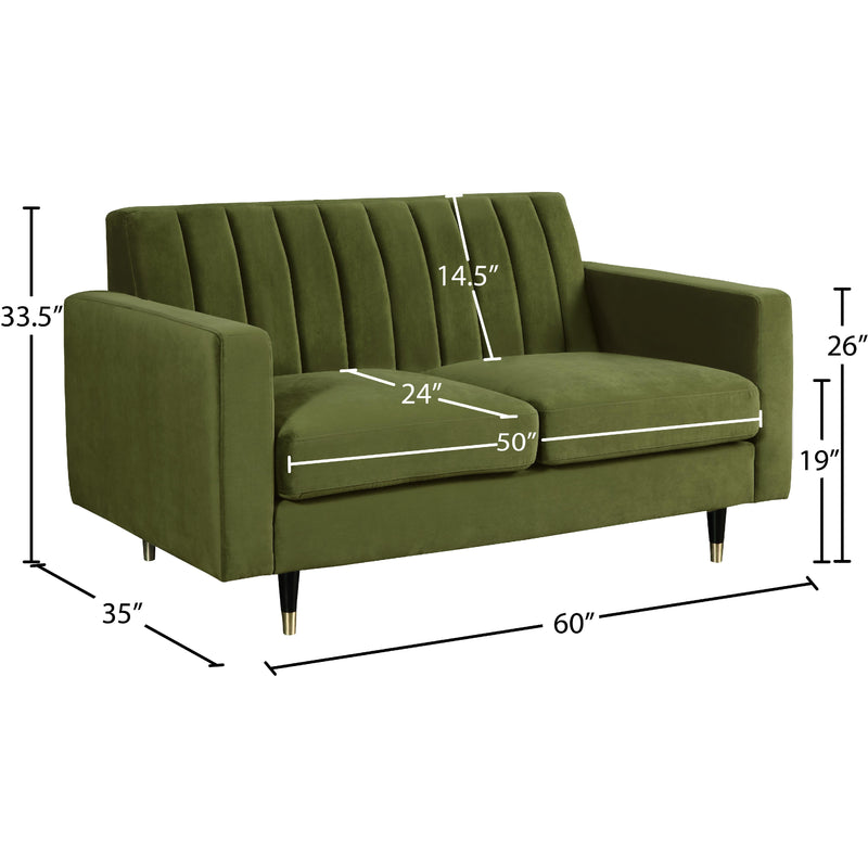 Meridian Lola Olive Velvet Loveseat IMAGE 5