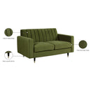 Meridian Lola Olive Velvet Loveseat IMAGE 6