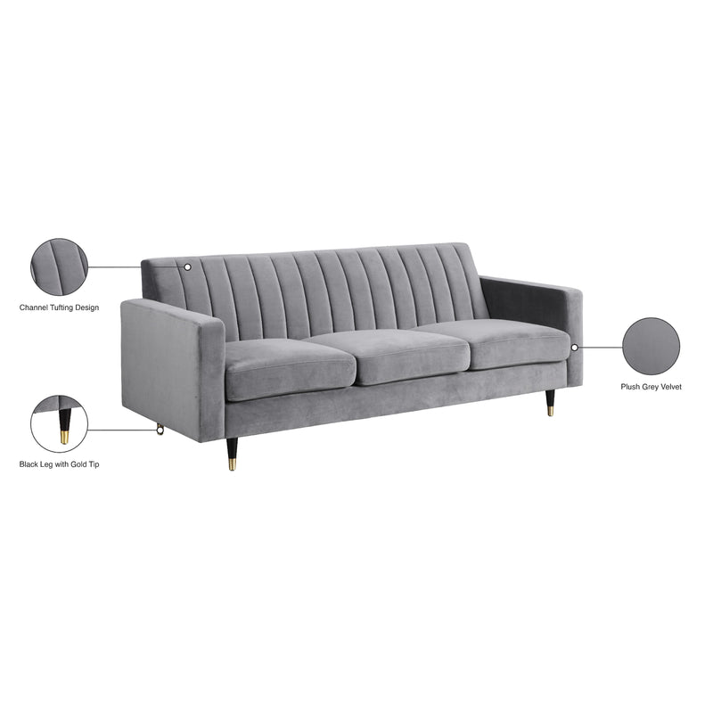 Meridian Lola Grey Velvet Sofa IMAGE 6