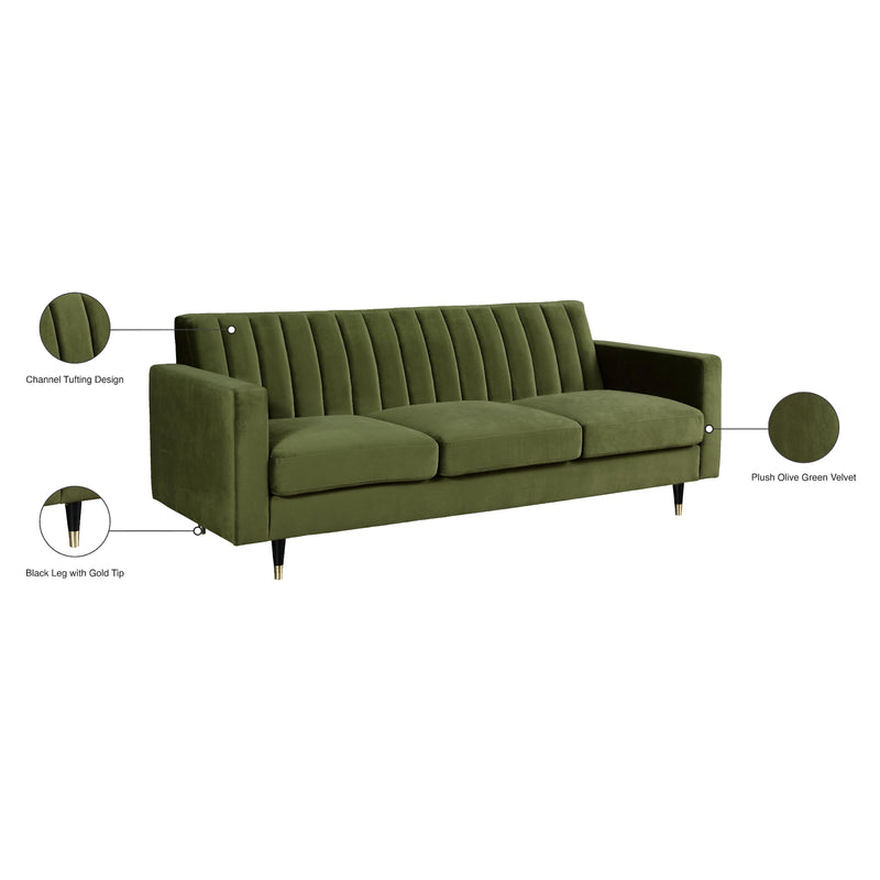 Meridian Lola Olive Velvet Sofa IMAGE 6