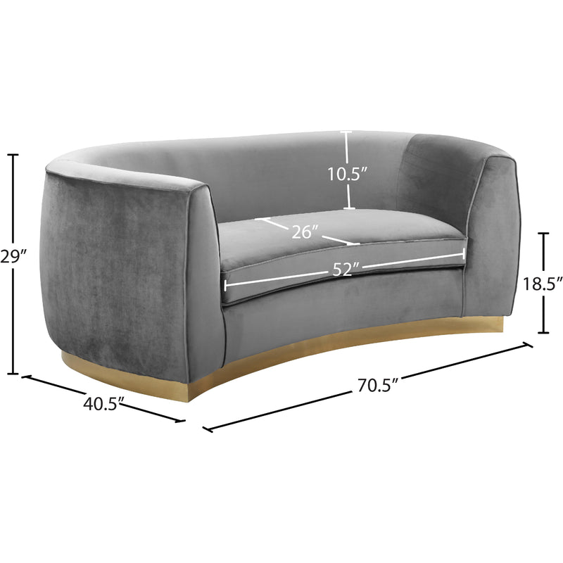 Meridian Julian Grey Velvet Loveseat IMAGE 7