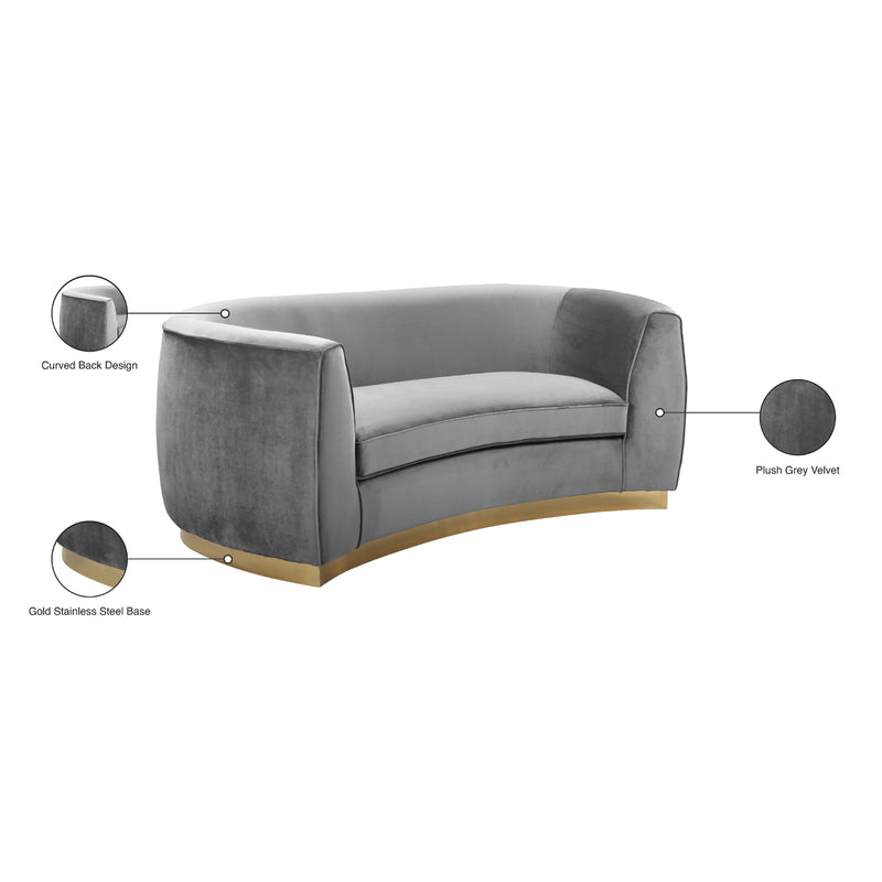 Meridian Julian Grey Velvet Loveseat IMAGE 8