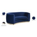 Meridian Julian Navy Velvet Loveseat IMAGE 8