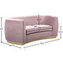 Meridian Julian Pink Velvet Loveseat IMAGE 7
