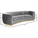 Meridian Julian Grey Velvet Sofa IMAGE 7