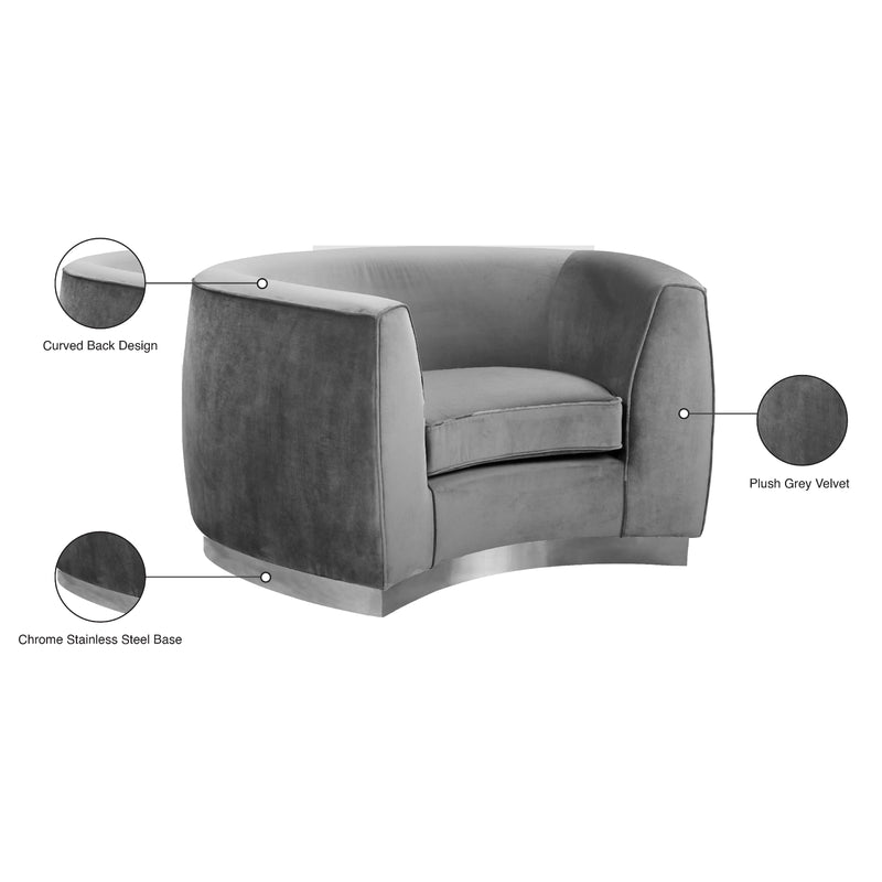 Meridian Julian Grey Velvet Chair IMAGE 8