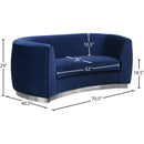 Meridian Julian Navy Velvet Loveseat IMAGE 7