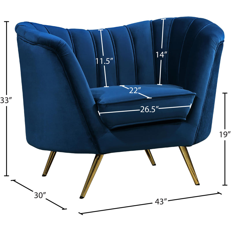Meridian Margo Navy Velvet Chair IMAGE 6
