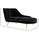 Meridian Margo Black Velvet Chaise IMAGE 4