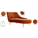 Meridian Margo Cognac Velvet Chaise IMAGE 5