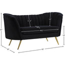 Meridian Margo Black Velvet Loveseat IMAGE 6
