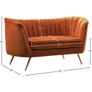 Meridian Margo Cognac Velvet Loveseat IMAGE 6