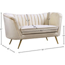 Meridian Margo Cream Velvet Loveseat IMAGE 6