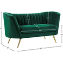 Meridian Margo Green Velvet Loveseat IMAGE 6