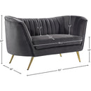 Meridian Margo Grey Velvet Loveseat IMAGE 6
