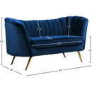 Meridian Margo Navy Velvet Loveseat IMAGE 6