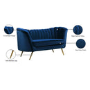 Meridian Margo Navy Velvet Loveseat IMAGE 7