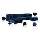 Meridian Moda Navy Velvet 3 pc Sectional IMAGE 7