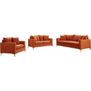 Meridian Naomi Cognac Velvet Loveseat IMAGE 11